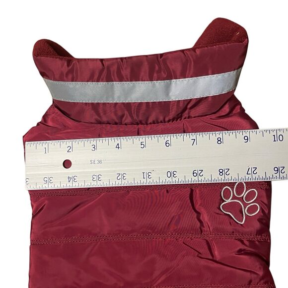 Winter Dog M/L Jacket Red Reflective Fleece Waterproof Warm Pet Vest Holiday - Picture 4 of 10